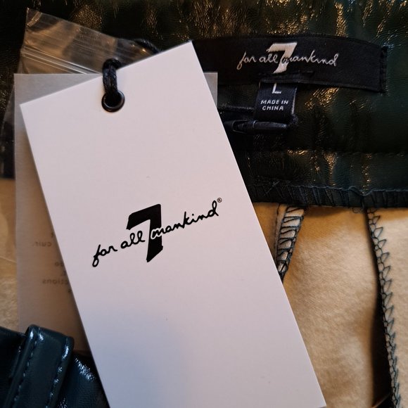 NEW 7 For All Mankind Green Faux Leather Pants Size Large - Picture 7 of 9